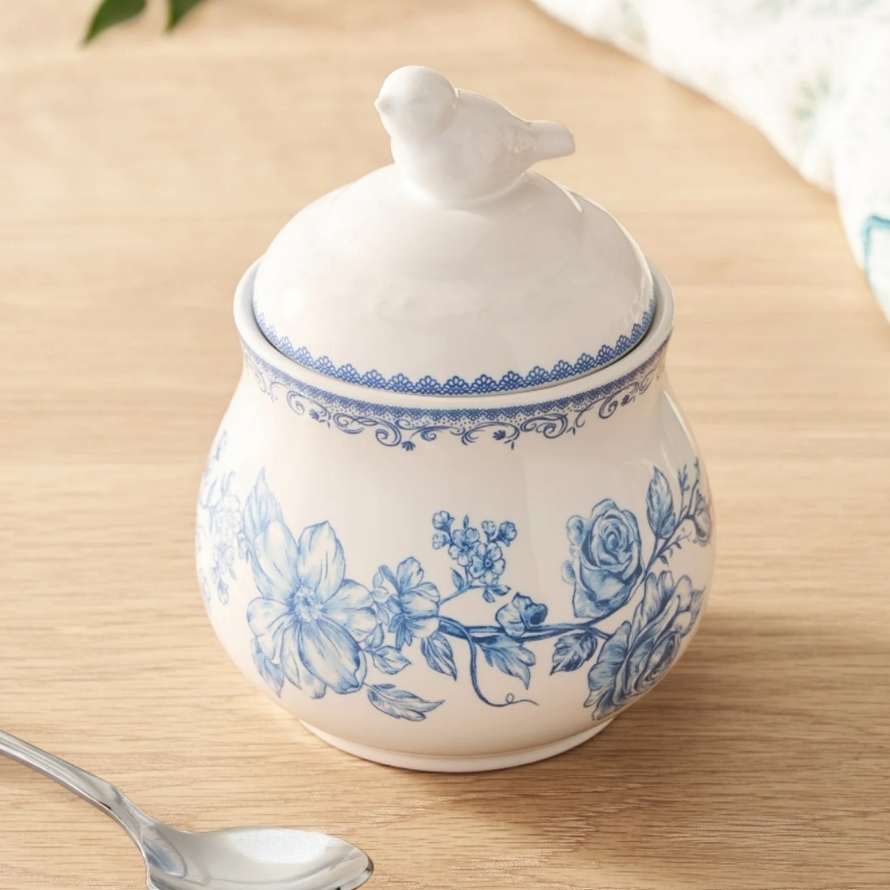 💜 New Pioneer Woman Agatha Blue and White Floral Serveware Sugar Bowl